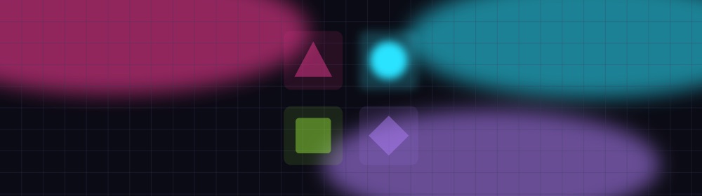 Bandeau Séquence : le motif du jeu en néon sur fond sombre.